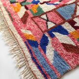 Moroccan berber carpet beni ouarain ecru with colorful patterns 300x215cm