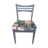 Blue Velvet Chair wooden flowers vintage effects!