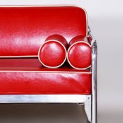 Bauhaus Sofa in Chrome and Leather attributed to Hynek Gottwald, Czech, 1930s
