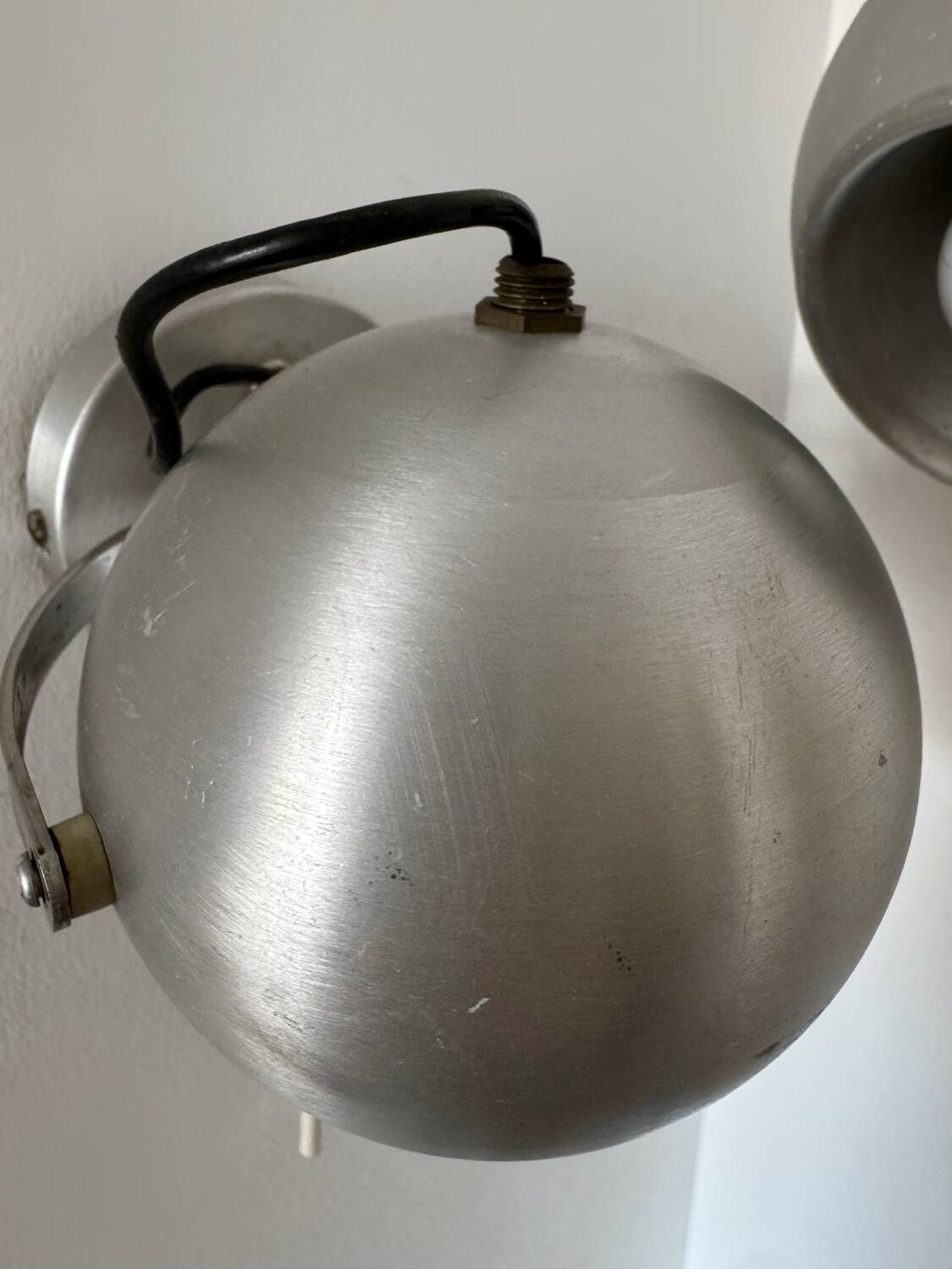 70s Brushed Aluminum Eyeball Wall Lights