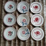 9 mismatched antique dinner plates