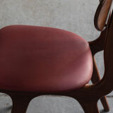 Set of 4 dining chairs in teak and burgundy by Louis van Teeffelen, The Netherlands, 1960’s