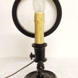 Table lamp in wood and brass. France, 1940s.