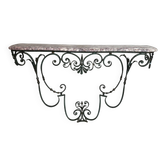Console en fer forgé et marbre