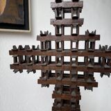 Crucifix sculpture Tramp Art 1900