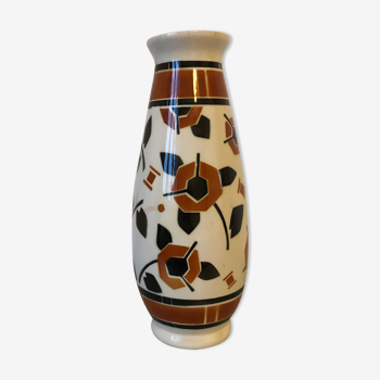 Vase art déco K G Luneville décor de leurs stylisées
