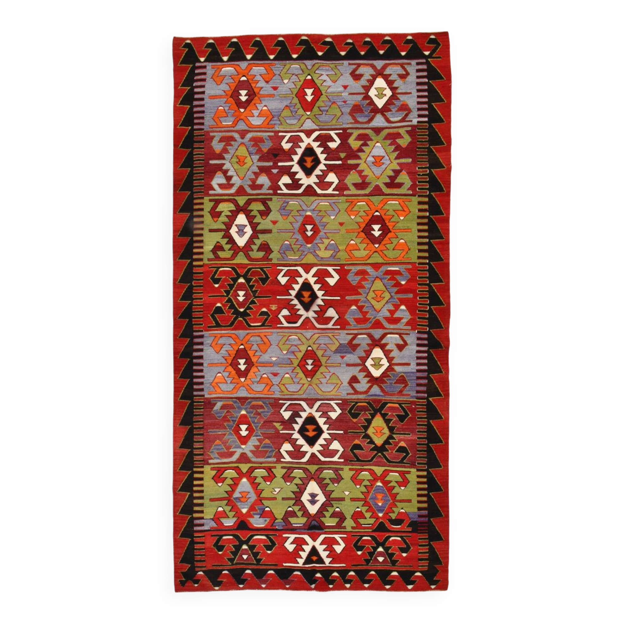 5x11 Colorful Vintage Kilim Rug, Modern Kilim Rug, 158x335Cm,Rare Style Rug