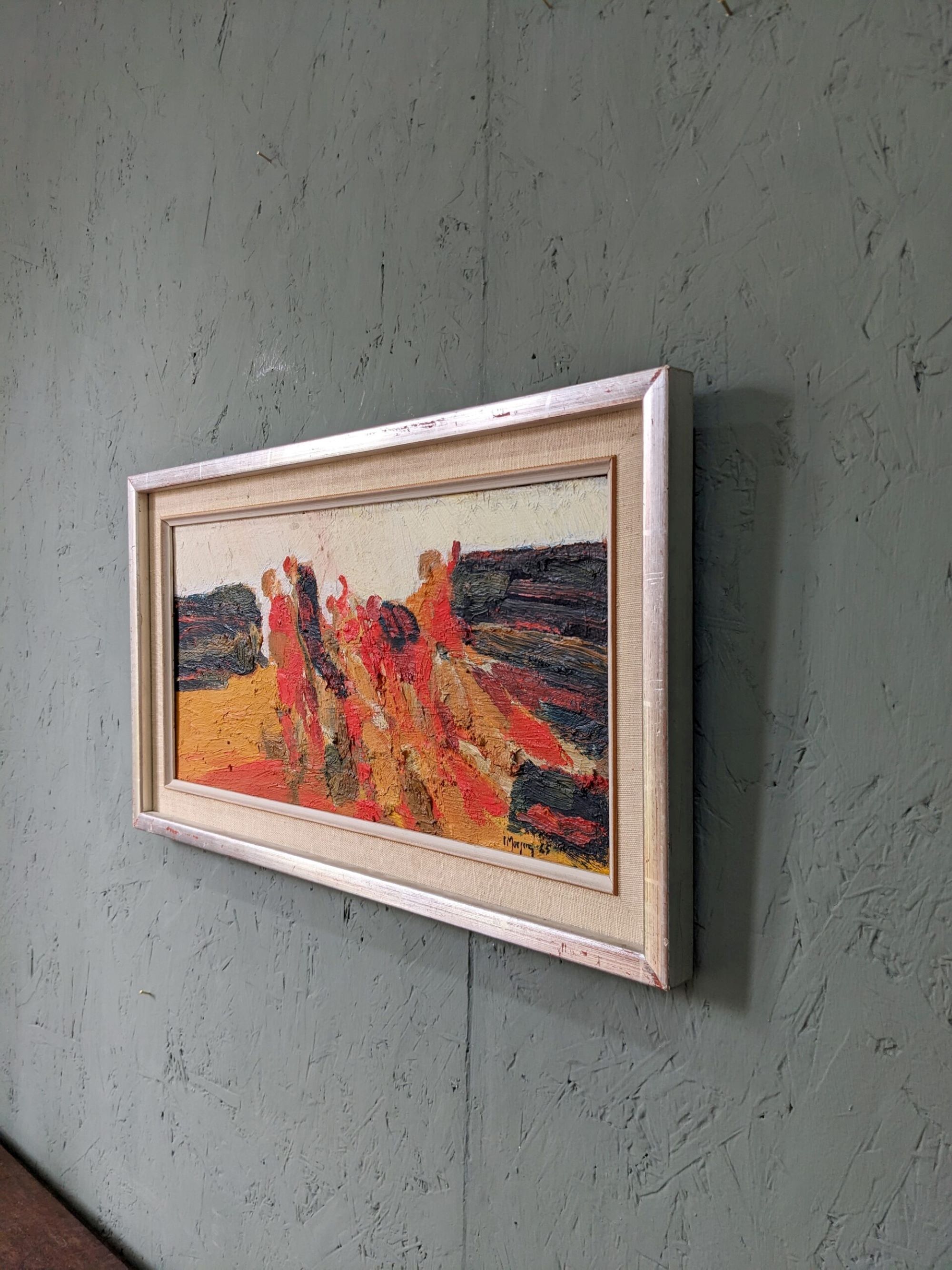 1965 Mid-Century Modern Swedish "Connection", Abstract Framed Oil Painting by Ivar Morsing