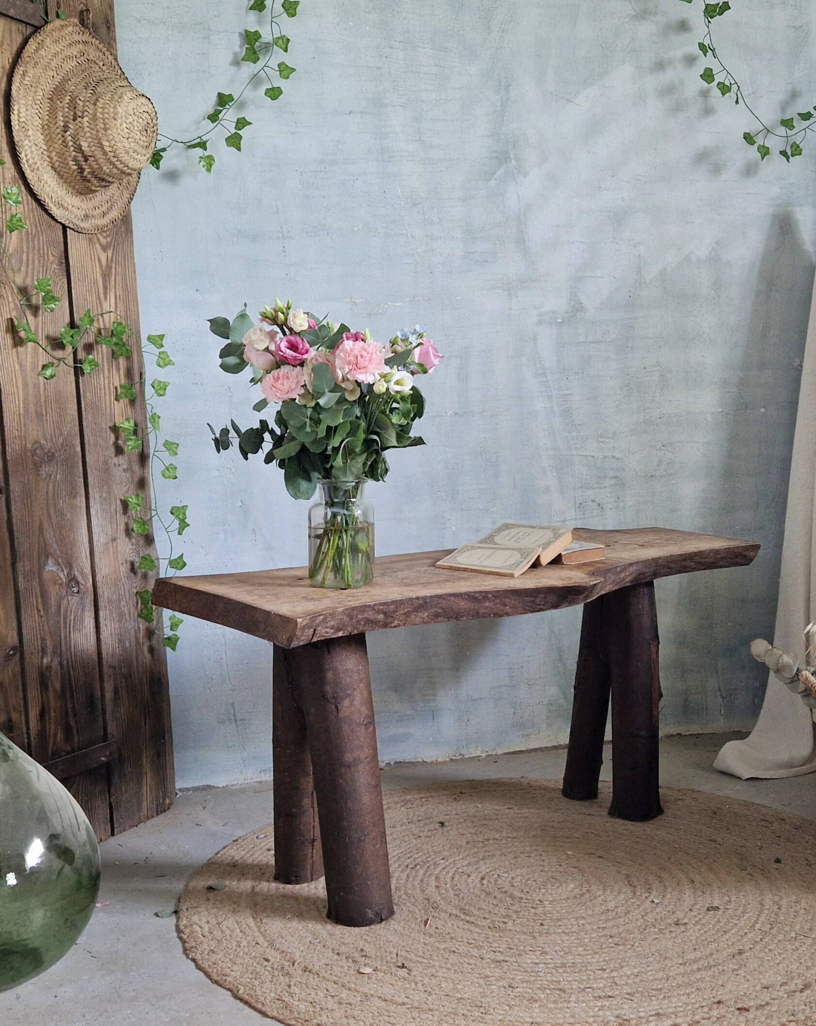 Brutalist wooden bench