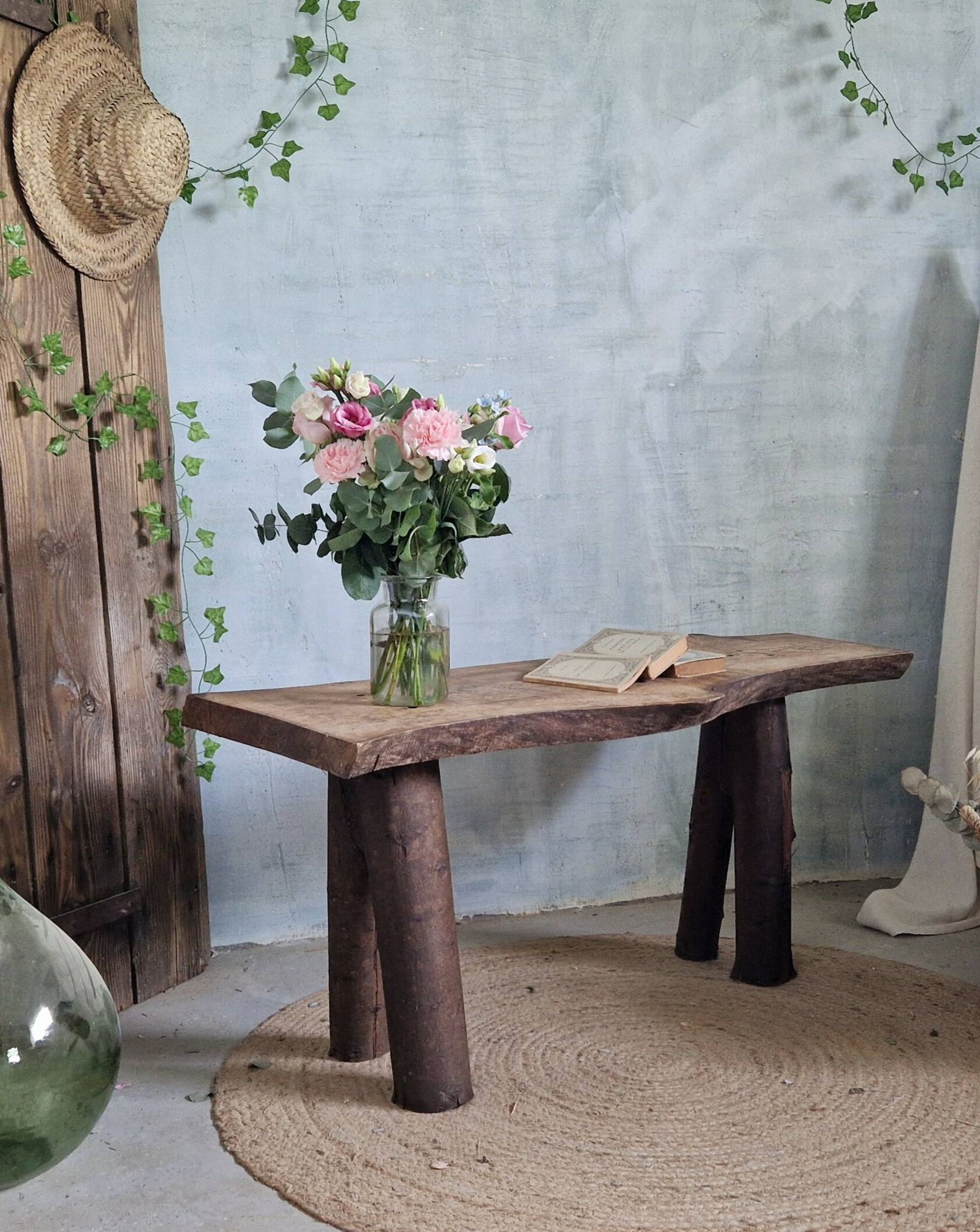 Brutalist wooden bench