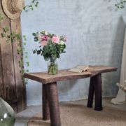 Brutalist wooden bench