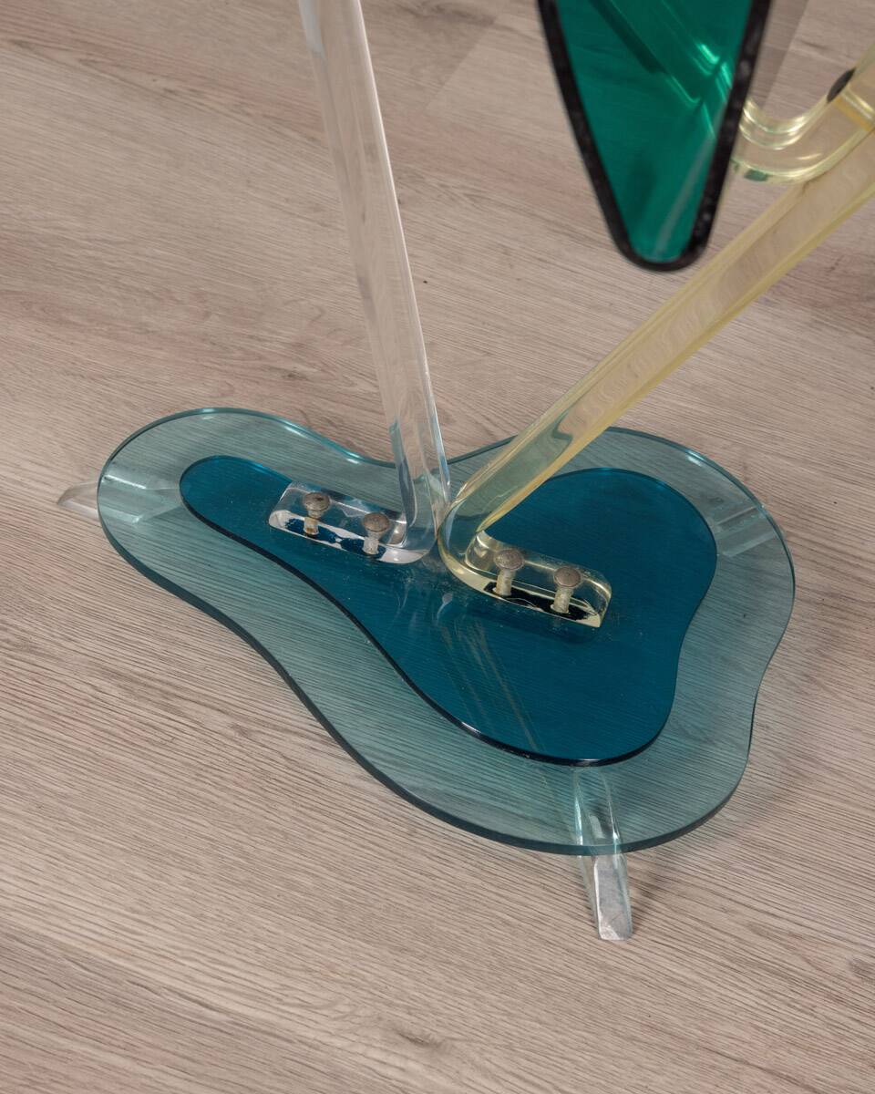 Vintage 1980s floor magazine rack with ashtray, designed by Ambrosio Milano