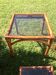 Table gigogne en bambou/ cuir et verre vintage