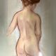 Le Falher (Lionel), Pastel female nude framed 20th century