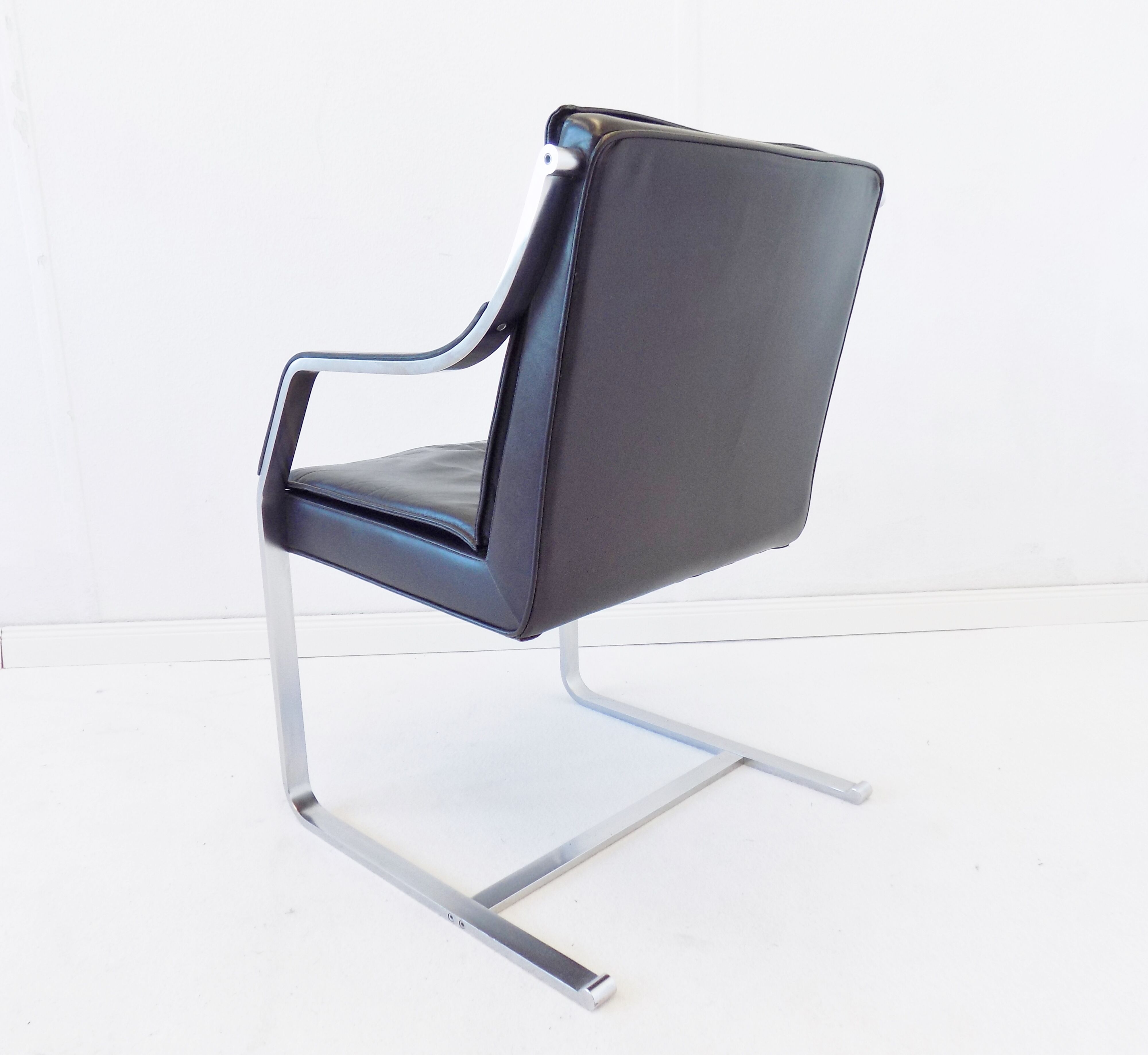 Fauteuil en cuir noir Knoll Art Collection par Rudolf B. Glatzel
