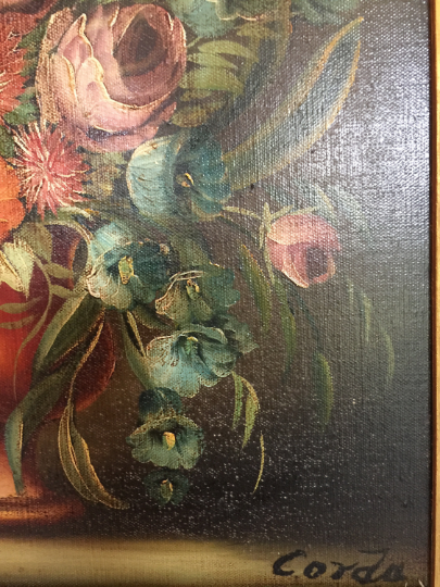 Oil on canvas flower bouquet