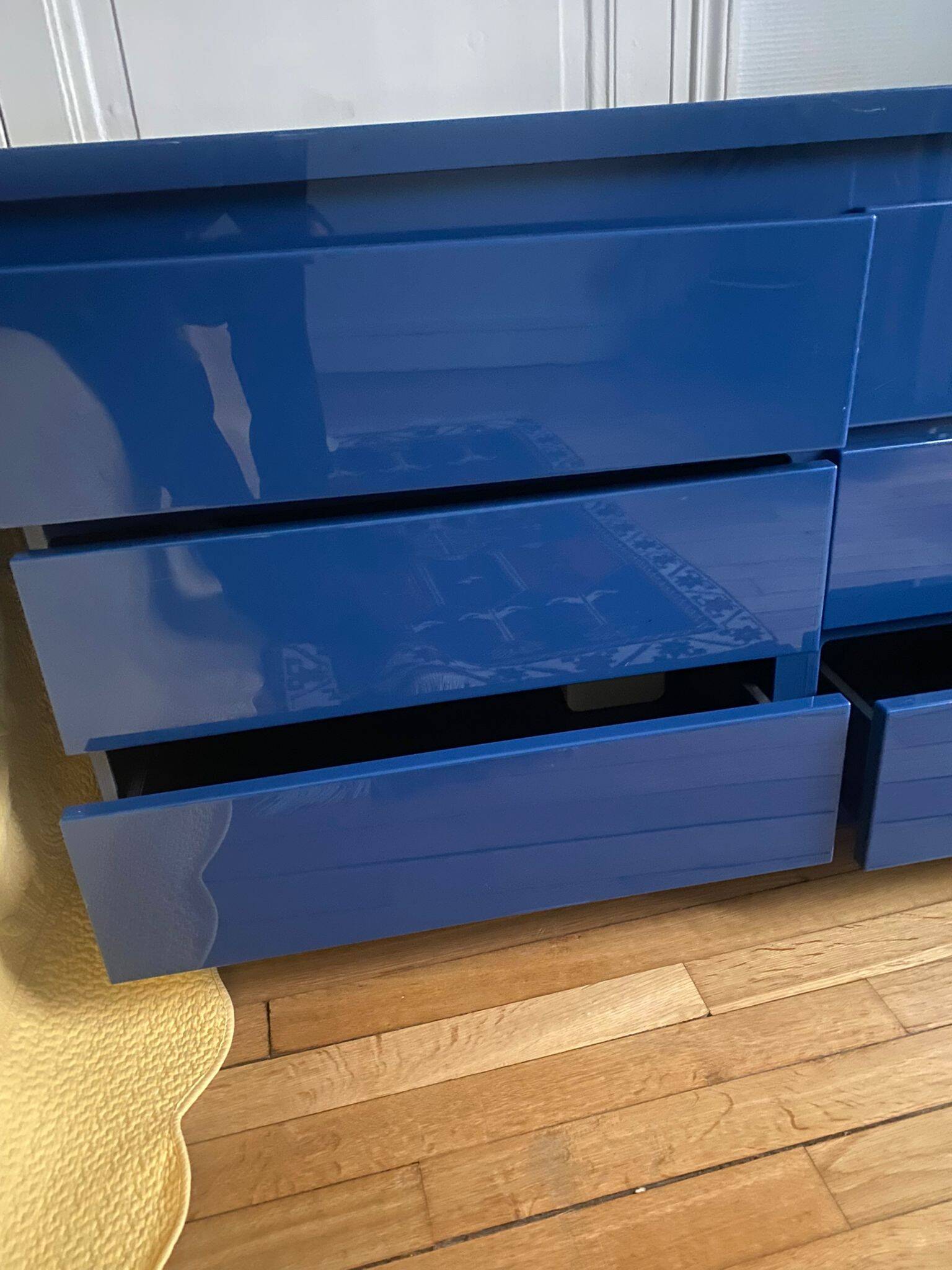 Console / chest of drawers David Lange – Deep blue lacquer – 6 drawers – 156 cm – A