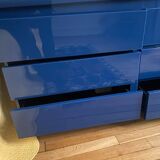 Console / chest of drawers David Lange – Deep blue lacquer – 6 drawers – 156 cm – A