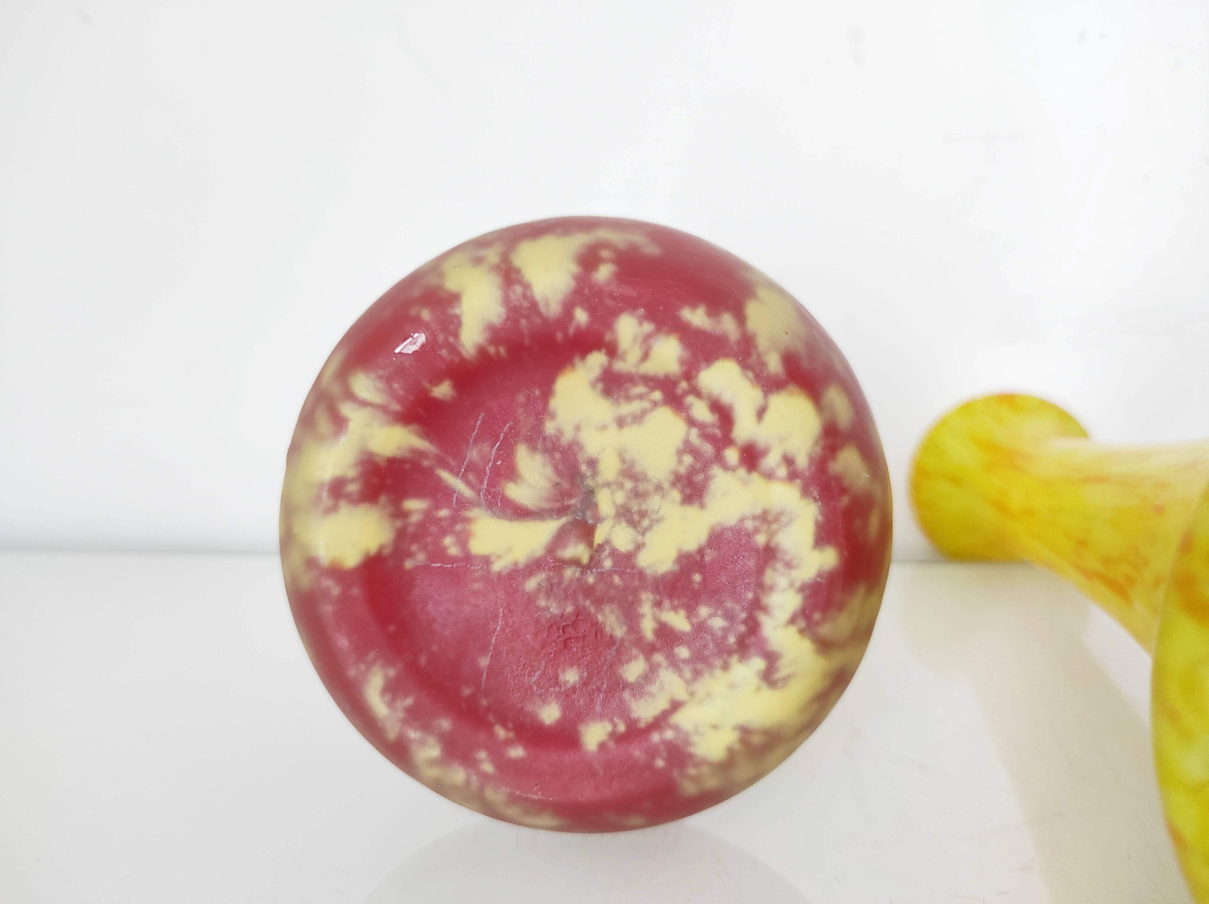 Set of two marmoreal glass vases