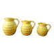 3 Orchies art deco pitchers in yellow ceramic