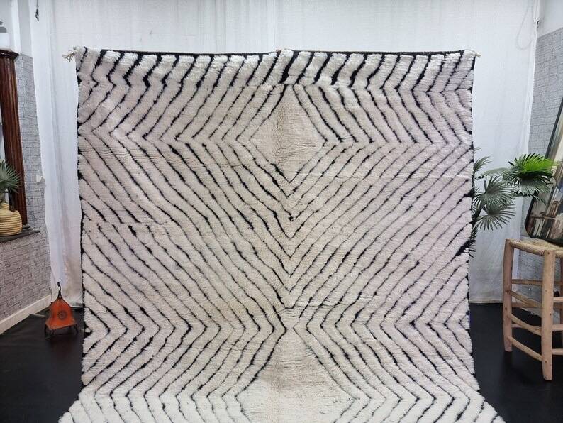 Handwoven traditional Berber wool rug, size 140 x 260 cm