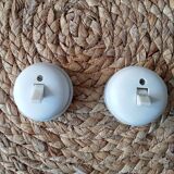 Set of 2 old two-way switches, porcelain and plastic, 50s/60s