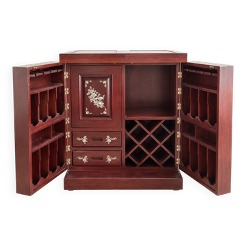 Bar cabinet in rosewood and mother-of-pearl – handcrafted.