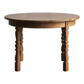 Extendable round dining table in oak, Denmark, 1960s