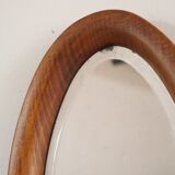 Miroir ovale en bois d'artisan 28x49cm