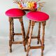 Pair of antique high stools in solid wood