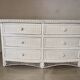 Commode vintage en rotin blanc tressé à 6 tiroirs