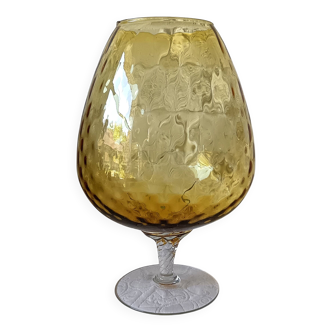 Large decorative retro pedestal brandy balloon VASE, Blown glass vase