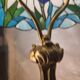 antique bronze floor lamp from the 19th century in superb condition with a beautiful iris glass shade