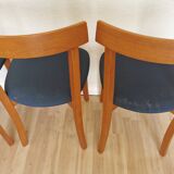 Set of 4 Calligaris Dining Chairs: Mid-Century Italian Design, Blue Fabric