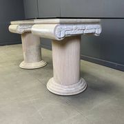 Vintage tessellated stone pedestal dining table by Maitland Smith, 1970s