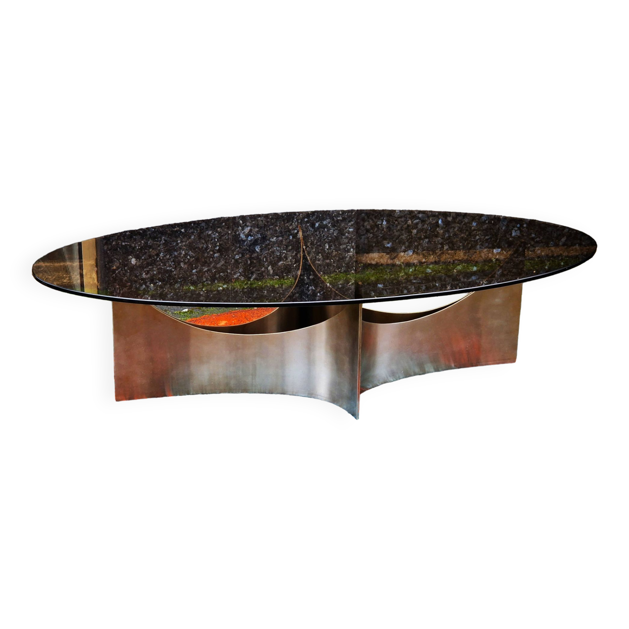 1970 coffee table in brushed steel