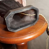 Pressed moulded glass lamp of chocolate art deco non sign muller schneider