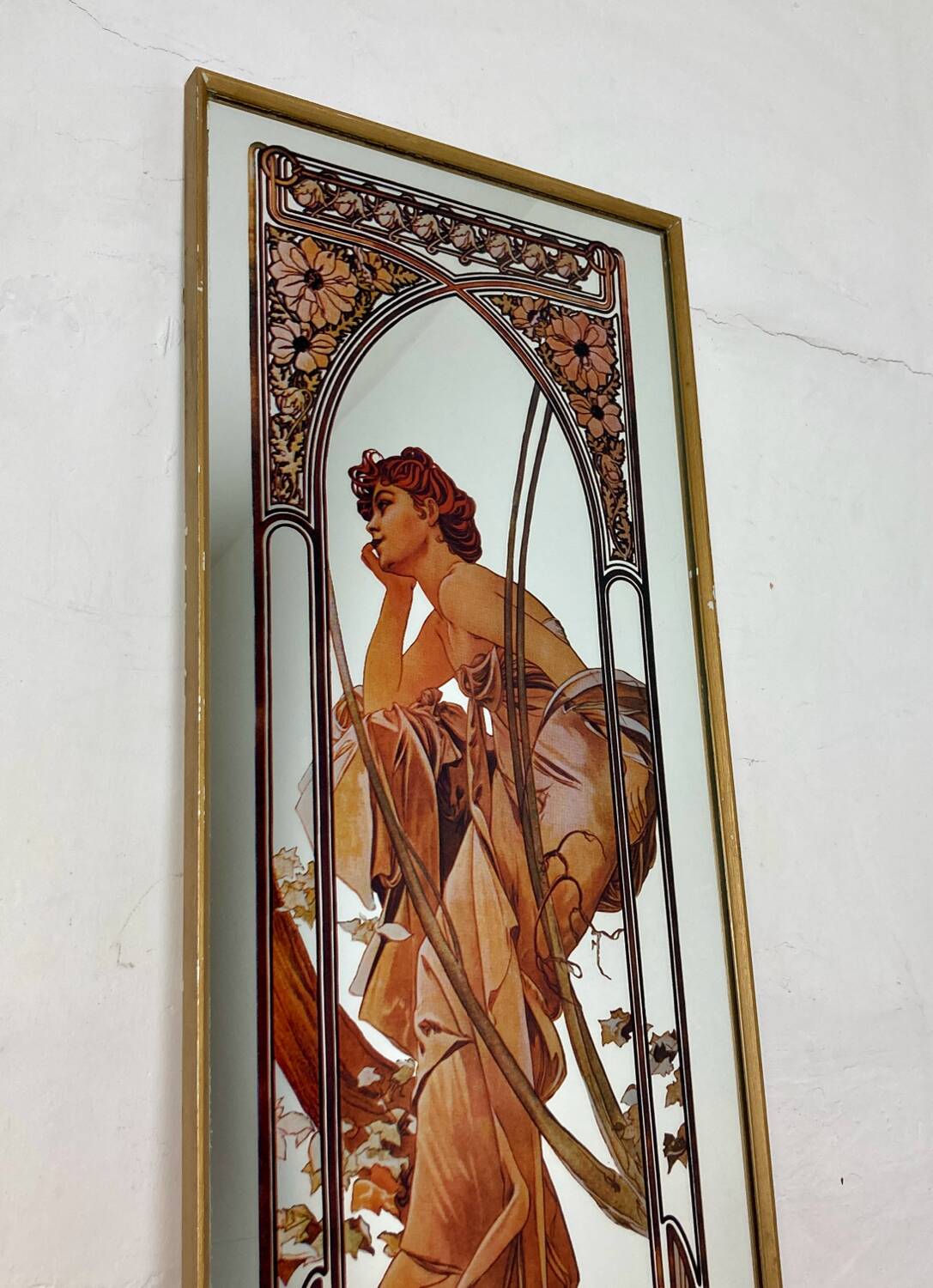 Vintage Alphonse Mucha Reverie De Soir Mirror, Art Nouveau
