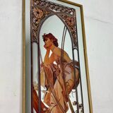 Vintage Alphonse Mucha Reverie De Soir Mirror, Art Nouveau
