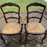 Set of 2 wooden armchairs and canage
