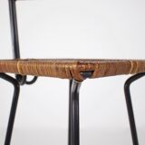 Paire de tabourets modernistes en rotin Erwin Behr