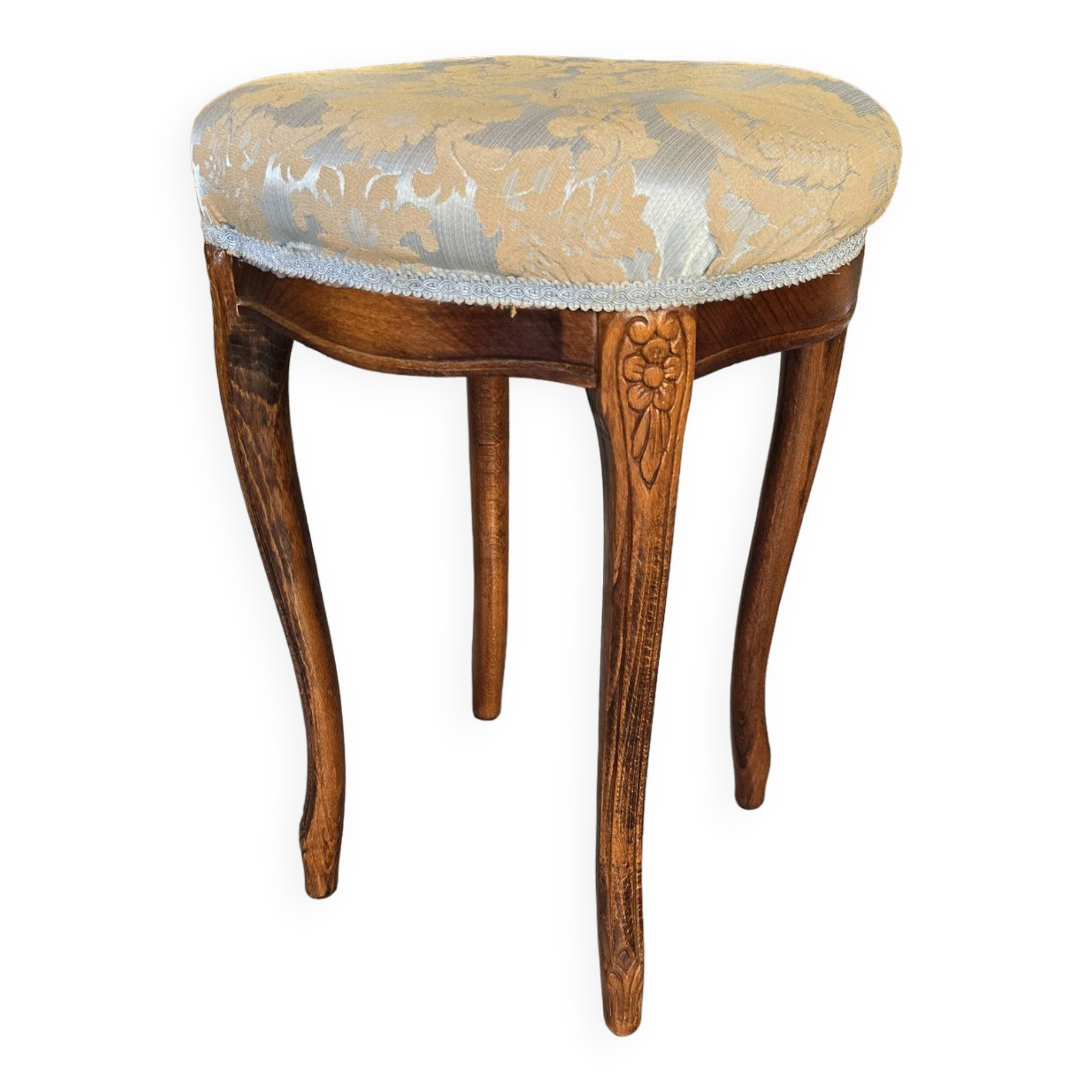 Louis XV style stool in cherry wood and tapestry