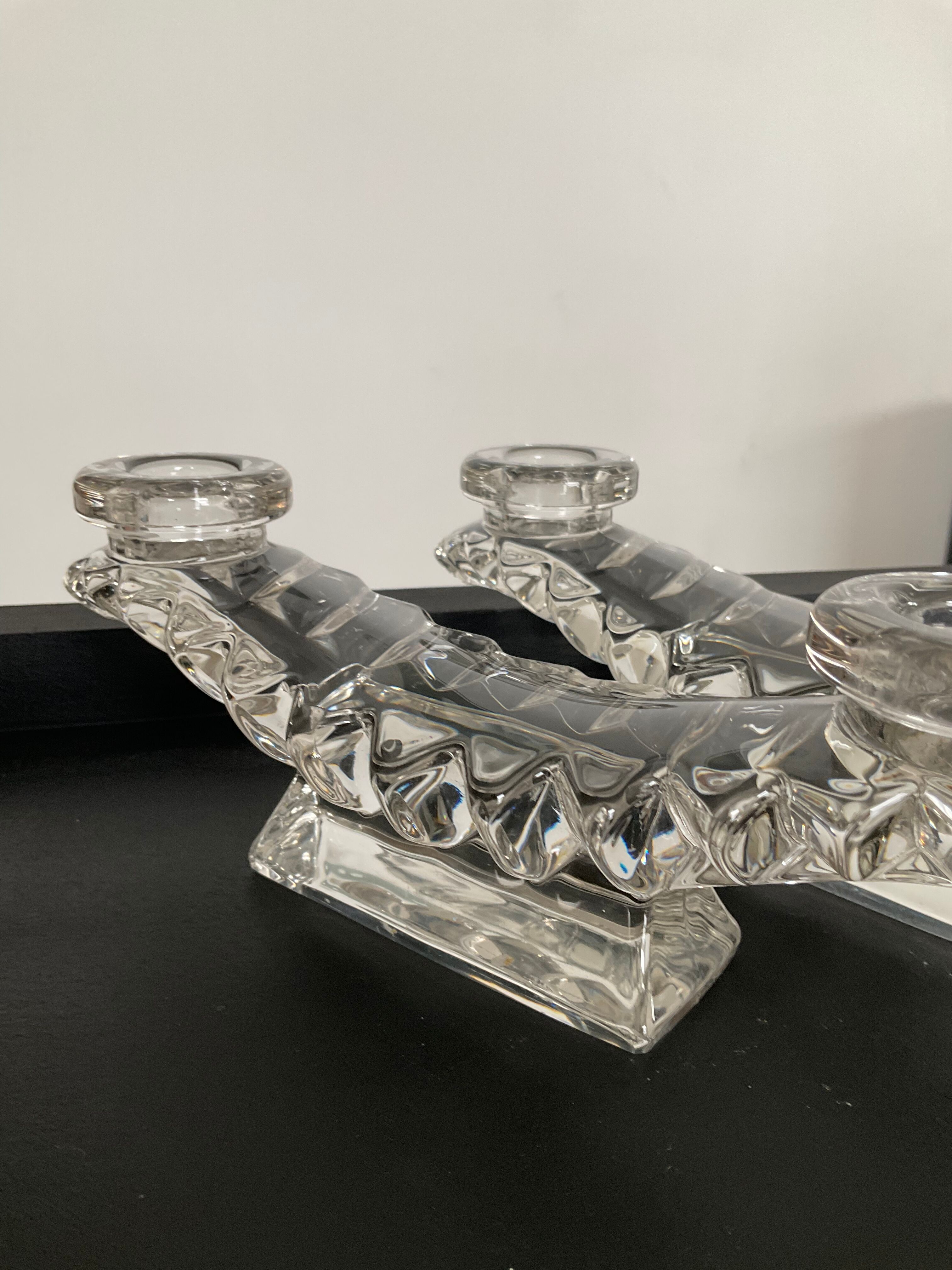 Pair of Art Deco glass chandeliers