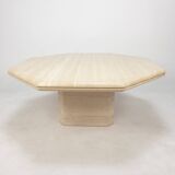Italian Octagon Coffee Table in Travertine, 1980s