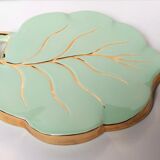 Celadon green leaf trivety and gilding