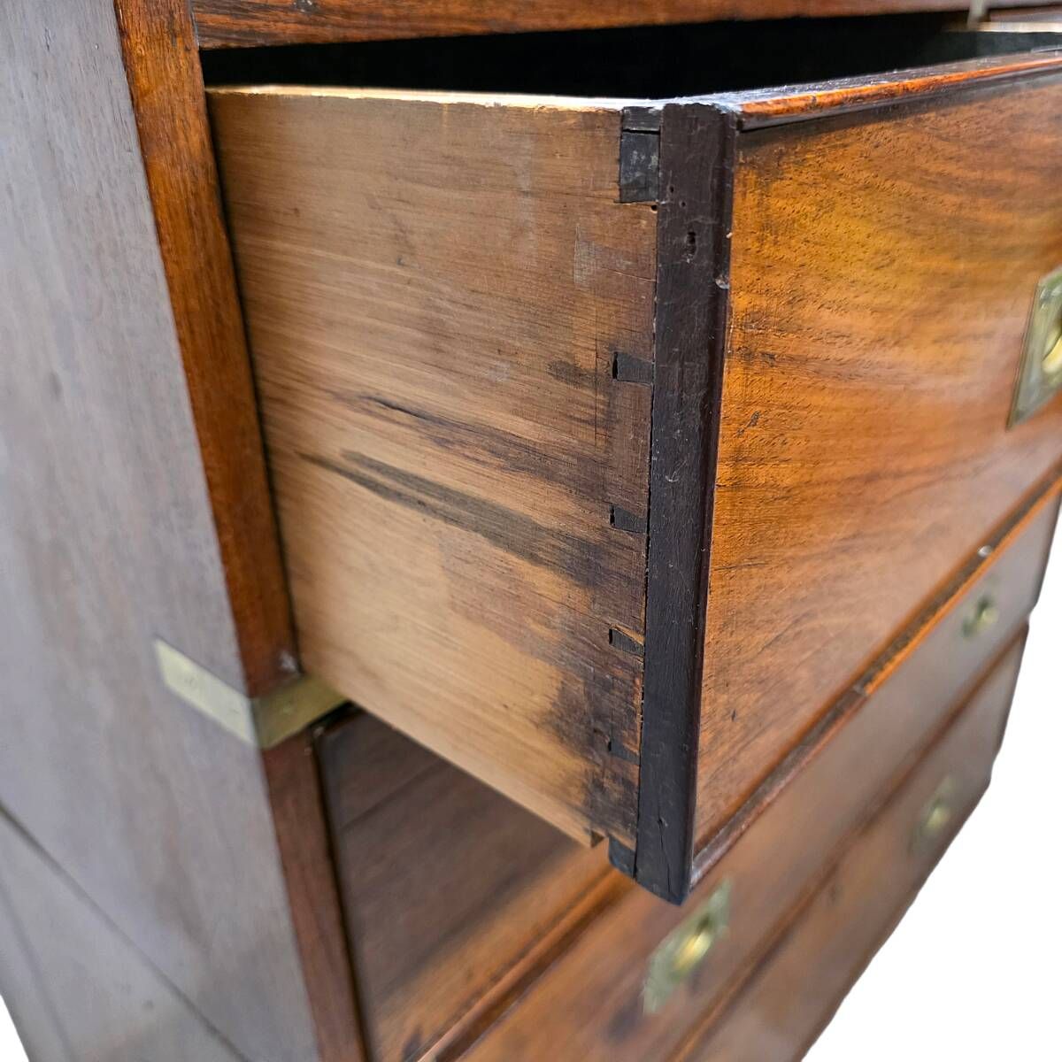 Antique English Mahogany Campaign Chest Of Drawers, 1820/30s