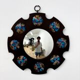 Modernist wood and enamel mirror by J. Capo Esmaltes, Spain, 1970s