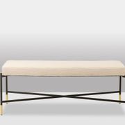 Pair of white benches, in lacquered and gilded metal. 2000s.