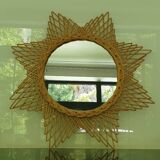Miroir soleil en rotin