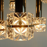 1960s mid century PENDANT LIGHT 5-light cascading lamp faceted glass and chrome